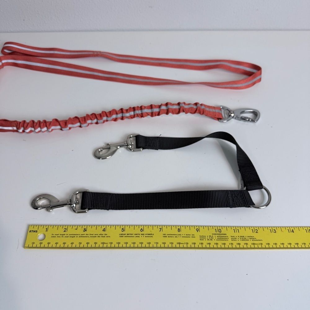 Orange Reflective 65” Bungee Dog Leash & Black Coupler Set - Picture 2 of 4